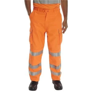 BSeen Rail Spec Trousers Teflon Hi Vis Reflective 32 Orange Ref RST32