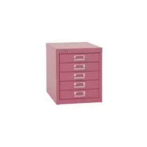 Bisley 5 Drawer Filing Cabinet - Pink