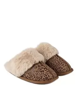 TOTES Real Suede Mule Slipper - Leopard Print, Animal, Size 5, Women