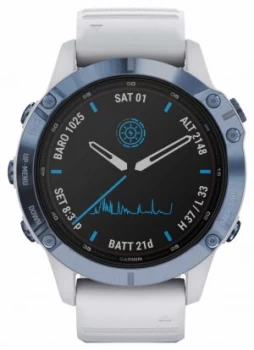 Garmin Fenix 6 Pro Solar Titanium Mineral Blue White Watch