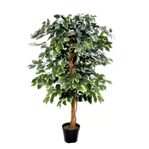 Greenbrokers Artificial Variegated Ficus Tree Potted Plant 140Cm/4ft