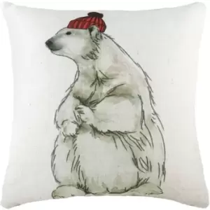 Evans Lichfield Polar Bear Cushion Cover (One Size) (White/Red/Grey) - White/Red/Grey