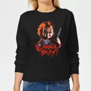 Chucky Wanna Play? Womens Christmas Jumper - Black - 3XL