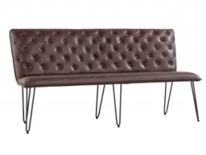 Kenmore Finlay Brown Faux Leather 180cm Upholstered Dining Bench