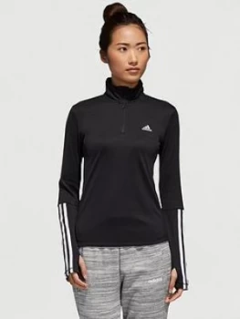 Adidas 1/4 Zip Long Sleeve Top - Black, Size 2XL, Women