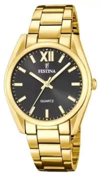 Festina F20640/6 Ladies Gold-Toned Black Sunray Dial Watch