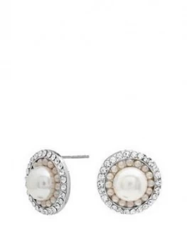 Mood Silver Plated Pearl Large Stud Earring