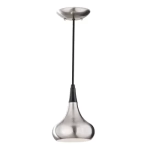 Beso 1 Light Dome Ceiling Pendant Brushed Steel, E27