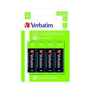 Verbatim AA Rechargeable Batteries Pack of 4 49517 VM49517