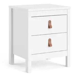 Barcelona Bedside Table 2 Drawers In White