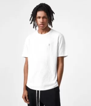 AllSaints Mens Dexter Crew T-Shirt, Optic White, Size: XS