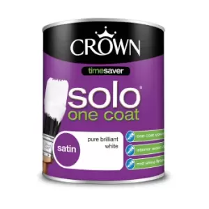 Crown Paints Solo Satin Pure Brilliant White 750ml