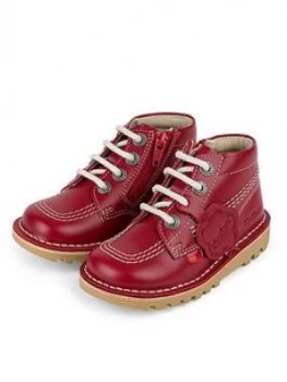Kickers Kick Hi Zip Boot - Red, Size 11 Younger