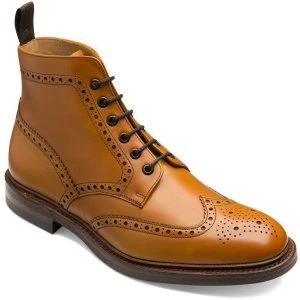 Loake Mens Burford Brogue Boots Tan Burnished Calf Leather 10.5