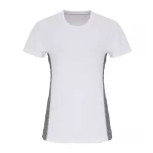 TriDri Womens/Ladies Contrast Panel Performance T-Shirt (XS) (White/Black Melange)