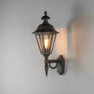 Pallas Outdoor Classic Large Lantern Up Wall Light - Matt Black, IP23
