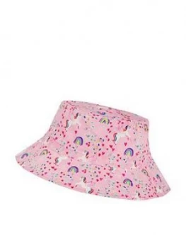 Accessorize Girls Retro Unicorn Reversible Bucket Hat - Pink