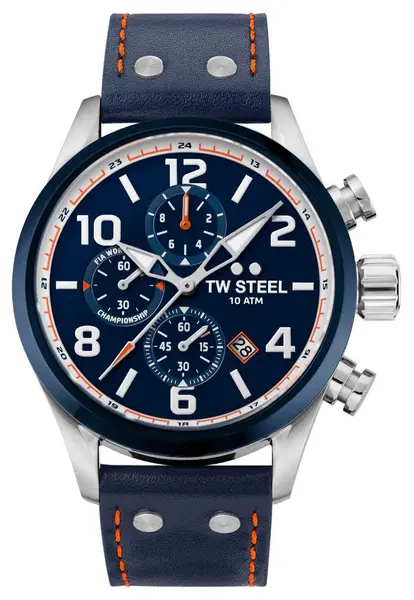 TW Steel VS90 Volante Blue Chronograph Dial Blue Leather Watch