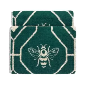 Bee Deco Geometric Jacquard Hand Towel Emerald