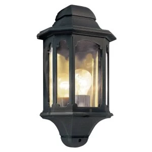 1 Light Outdoor Wall Half Lantern Light Black IP44, E27