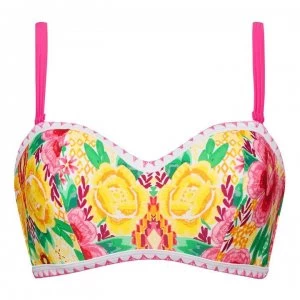 Figleaves Underwired Bandeau Bikini Top - YELLOW FLORAL