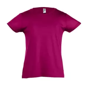 SOLS Girls Cherry Short Sleeve T-Shirt (8yrs) (Fuchsia)