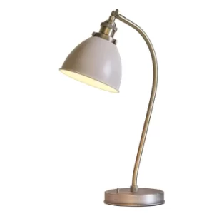 Franklin 1 Light Table Lamp Satin Taupe, Antique Brass Plate, E14