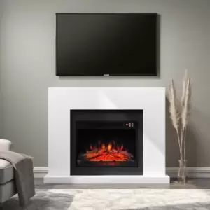 Black & White Freestanding Electric Fireplace Suite with Log Effect - Amberglo