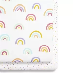 Snuz Bedside Crib 2 Pack Fitted Sheets - Colour Rainbow