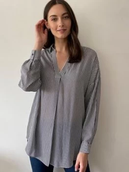 Wallis Stripe Print Shirt - Monochrome, Mono, Size XL, Women