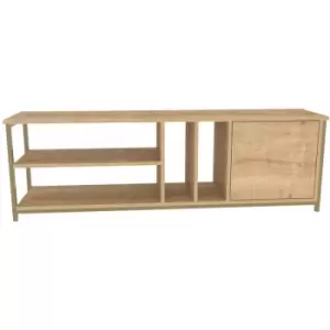 Decorotika - Oneida Decorative tv Stand, tv Unit, tv Cabinet Storage With Open Shelves And Cabinet - Gold And Oak - Gold / Oak