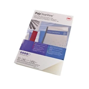 GBC PolyClearView Binding Covers 350 Micron A4 Clear Matte Pack of 100
