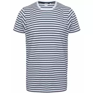 Skinni Fit Unisex Striped Short Sleeve T-Shirt (2XS) (White/Oxford Navy)