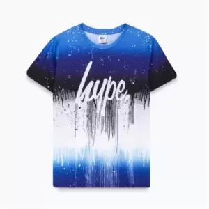 Hype Blue Black Drip Print T-Shirt - Blue