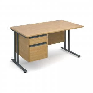 Maestro 25 GL Straight Desk With 2 Drawer Pedestal 1400mm - Graphite c