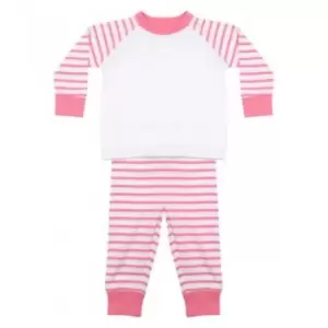 Larkwood Baby Boys/Girls Striped Pyjamas (0-6 Months) (Pale Pink/White)