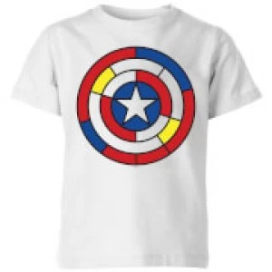 Marvel Captain America Stained Glass Shield Kids T-Shirt - White - 7-8 Years - White