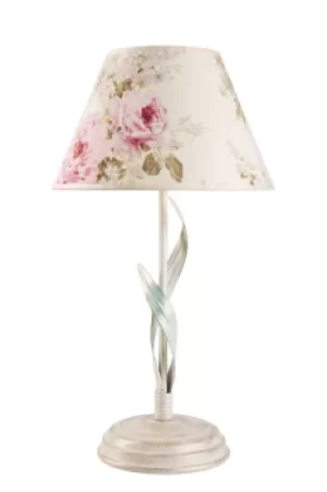 Aleksis Table Lamp With Shade With Fabric Shade, White, 1x E27