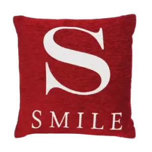 "Smile" Red Filled Cushion 45x45cm