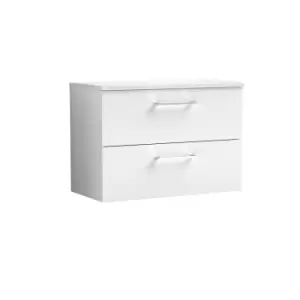 Nuie Arno 800mm Wall Hung 2 Drawer Vanity & Sparkling White Laminate Top Gloss White
