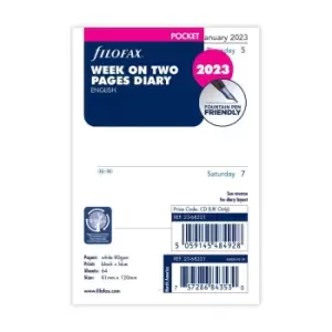 Filofax Pocket Week on Two Pages 2023 Diary Refill, white