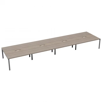 CB 8 Person Bench 1400 x 800 - Grey Oak Top and Silver Legs