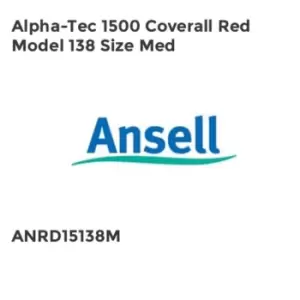 Ansell ANSELL ALPHA-TEC 1500 COVERALL RED MODEL 138 SIZE MED