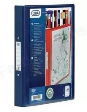 Elba A4 25mm 4 O Ring PVC Ring Binder with Clear Front Pocket Blue Pack of 10