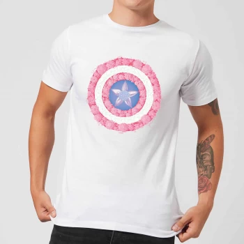 Marvel Captain America Flower Shield Mens T-Shirt - White - XS
