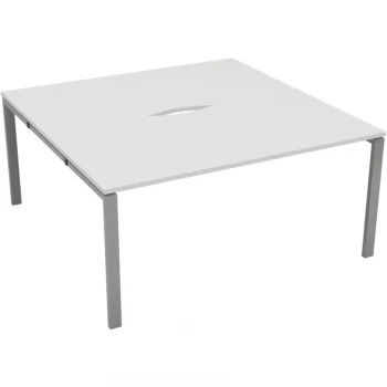 2 Person Double Bench Desk 1400X800MM Each - Silver/White