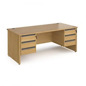 Dams International Straight Desk with Oak Coloured MFC Top and Graphite Frame Panel Legs and 2 x 3 Lockable Drawer Pedestals Contract 25 1800 x 800 x
