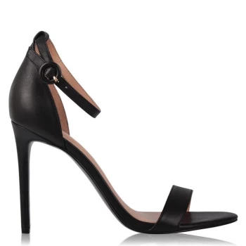 Linea Strap High Heeled Sandals - Black Leather