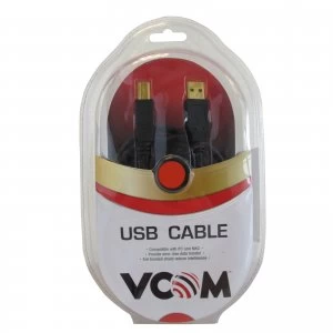 VCOM USB 2.0 A (M) to USB 2.0 B (M) 1.8m Black Retail Packaged Printer/Scanner Data Cable