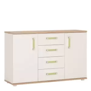 4Kids 2 Door 4 Drawer Sideboard In Light Oak And White High Gloss (Lemon Handles)